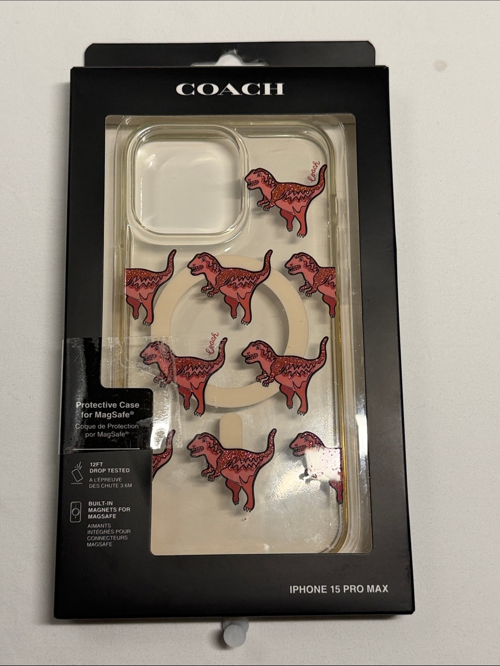 COACH Clear iPhone 15 Pro Max Case with Pink Rexy Design